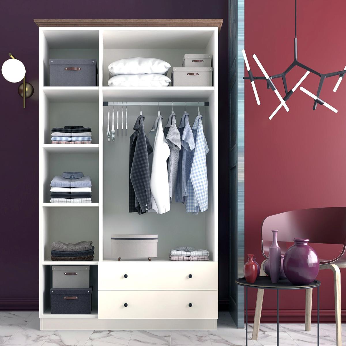 THEO 5 Door Mirrored Wardrobe, White - White – image 3