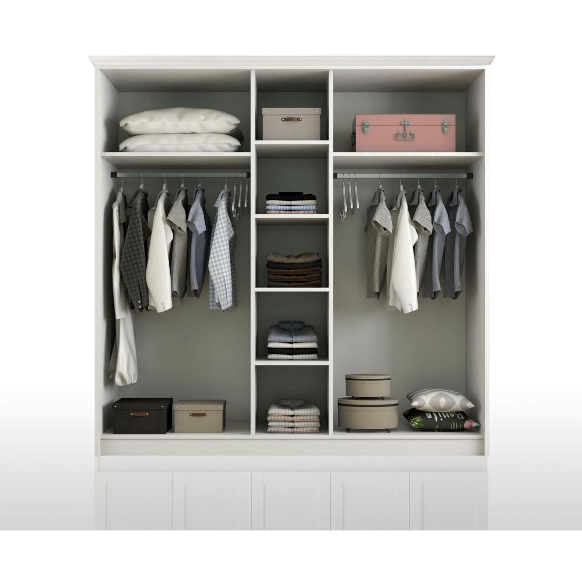 THEO 5 Door Mirrored Wardrobe, White - White – image 4