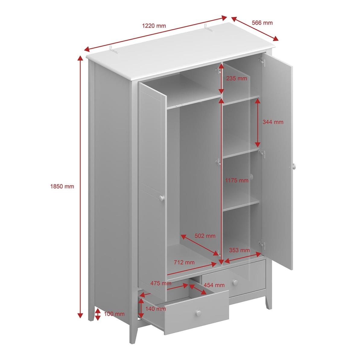 Heston 3-Door Wardrobe - Pine – image 9