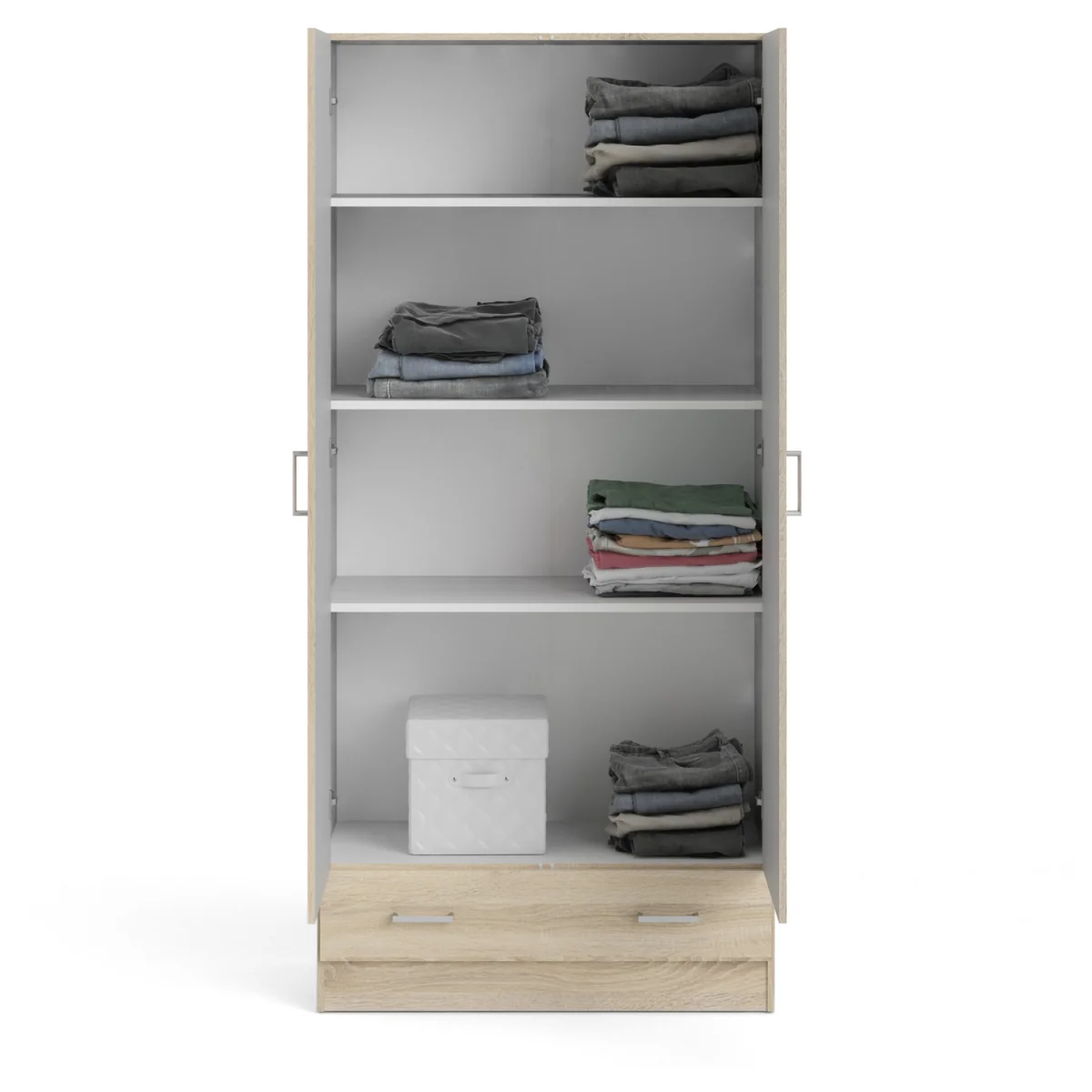 Space Wardrobe with 2 Doors + 1 Drawer - Oak – image 8