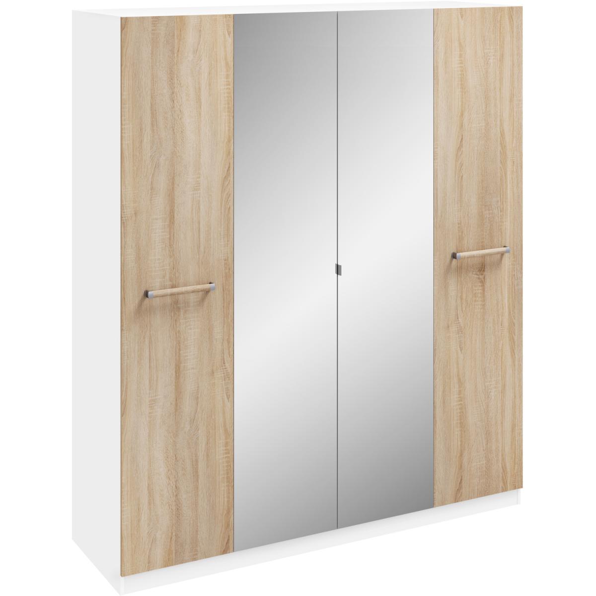 Rio Mirrored Wardrobe - Oak/Alpine White / 3 Door Wardrobe Mirrored – image 10