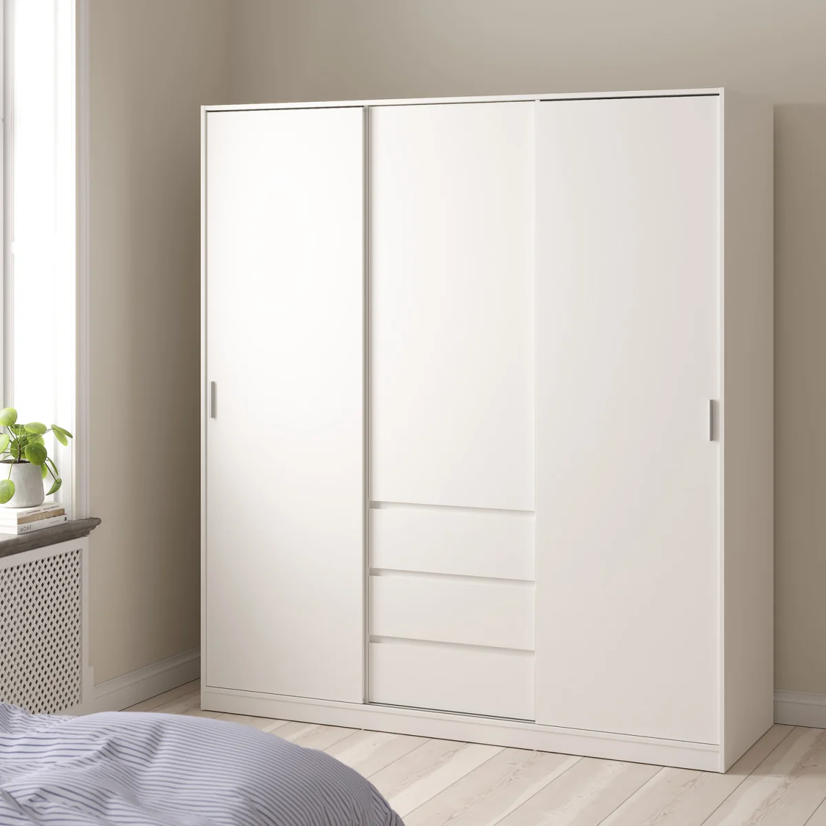 Naia Wardrobe with 2 Sliding Doors 1 Door 3 Drawers in Jackson Hickory Oak - Jackson Hickory Oak – image 11