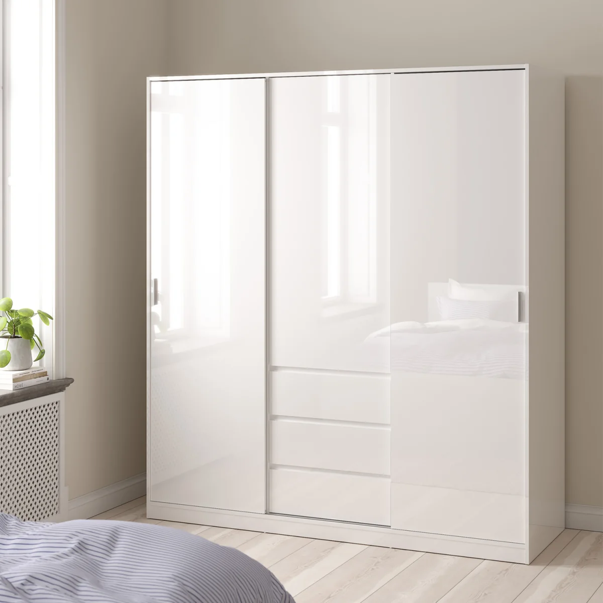 Naia Wardrobe with 2 Sliding Doors 1 Door 3 Drawers in Jackson Hickory Oak - Jackson Hickory Oak – image 19