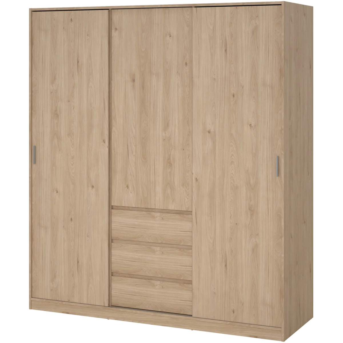 Naia Wardrobe with 2 Sliding Doors 1 Door 3 Drawers in Jackson Hickory Oak - Jackson Hickory Oak – image 3