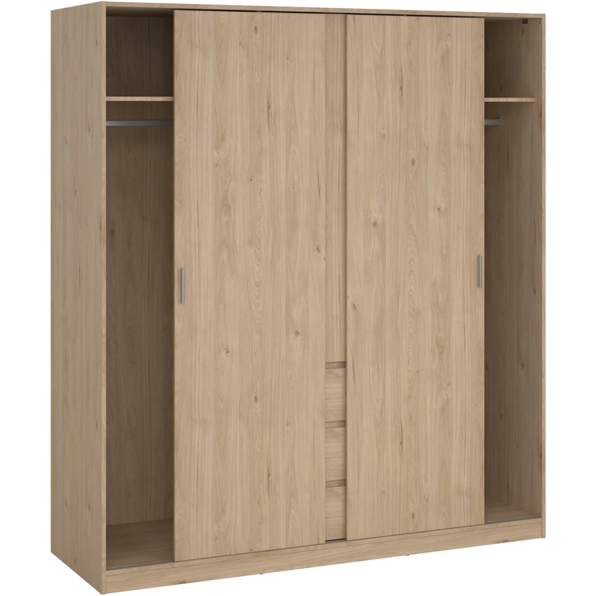 Naia Wardrobe with 2 Sliding Doors 1 Door 3 Drawers in Jackson Hickory Oak - Jackson Hickory Oak – image 4