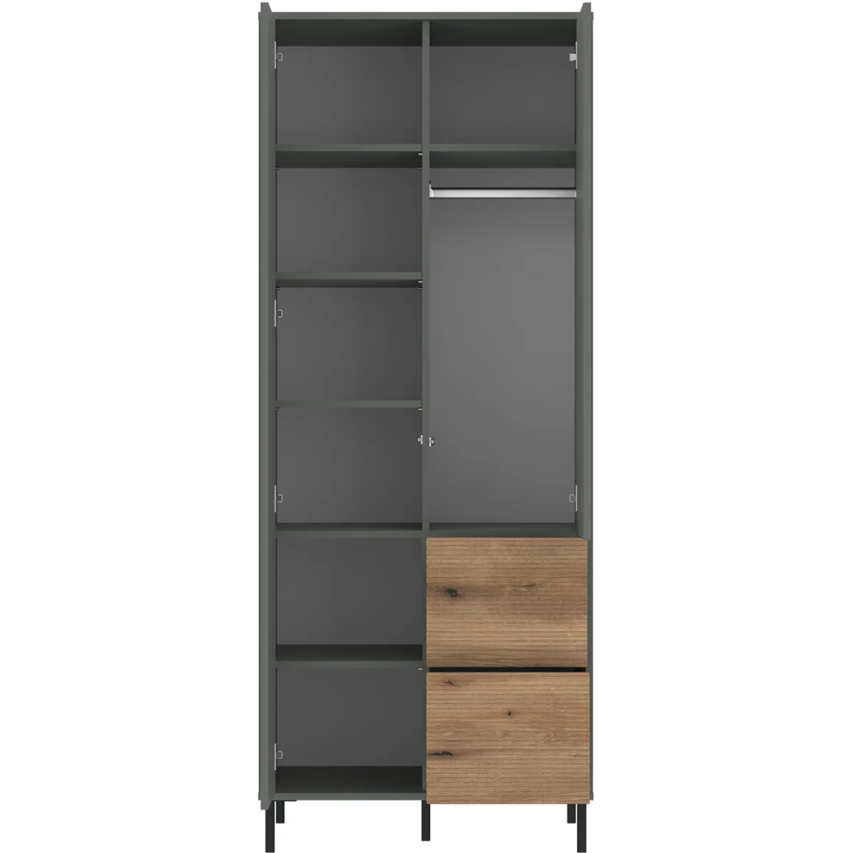 Darwin Wardrobe 2 Door 2 Drawer in Green/Oak - Green & Oak – image 3