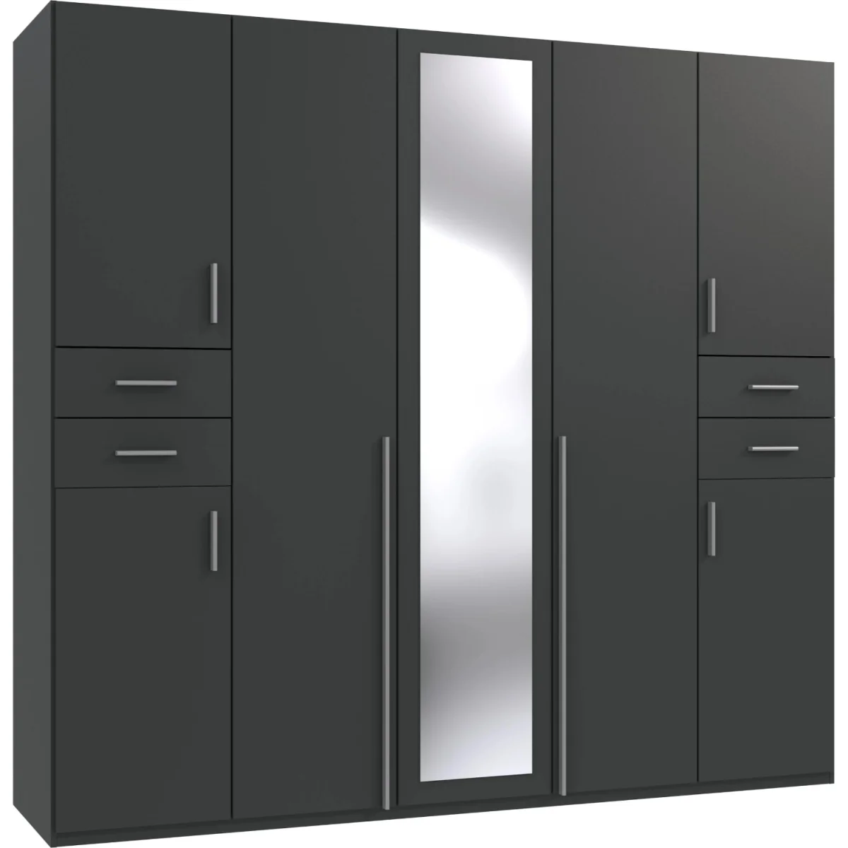 Vegas Graphite 5 Door Wardrobe with Mirror and Drawers - Grey – image 3