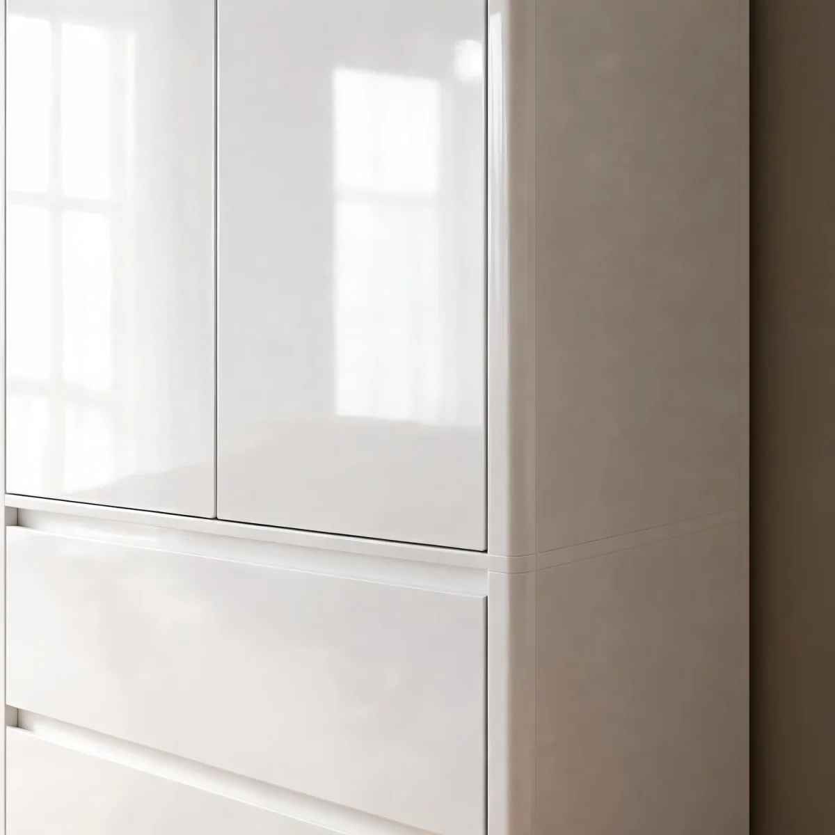 Ardenza White High Gloss 2 Door 2 Drawer Wardrobe - White & White Gloss – image 8