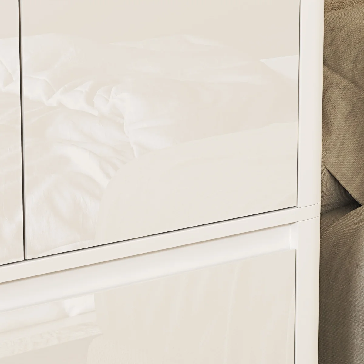 Ardenza White High Gloss 2 Door 2 Drawer Wardrobe - White & White Gloss – image 9