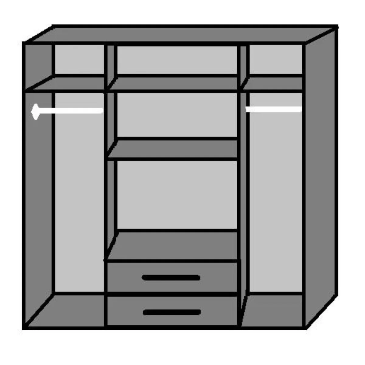 Duo 4 Doors Wardrobe with Mirrors and 2 Drawers - White – image 6