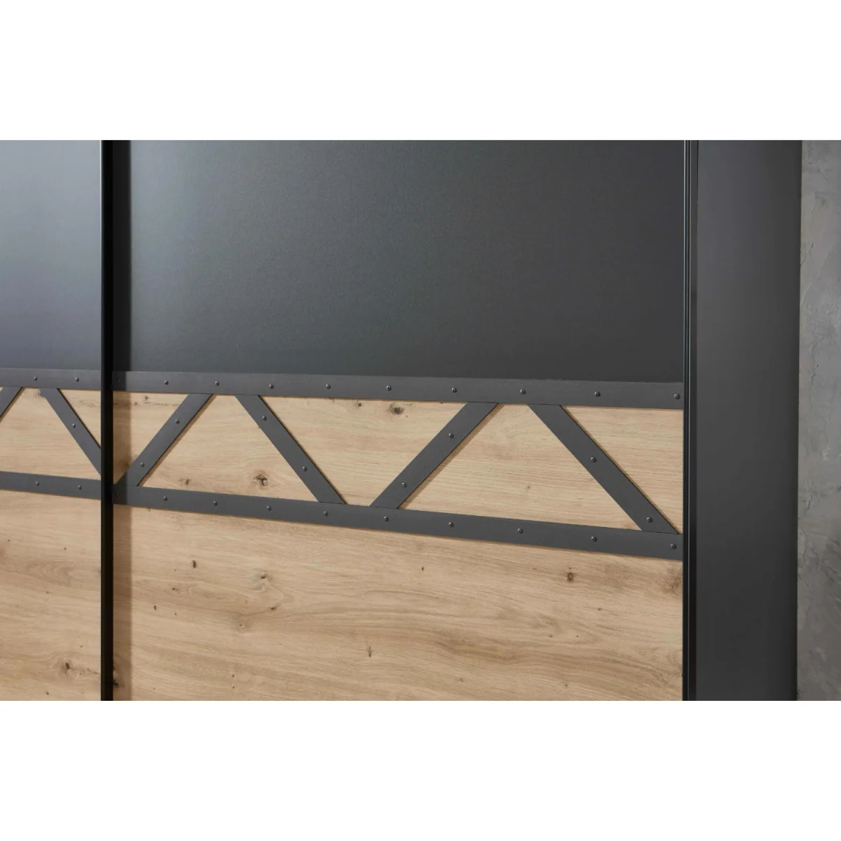 Aberdeen 180cm Sliding Wardrobe in Graphite and Artisan Oak - Grey – image 4