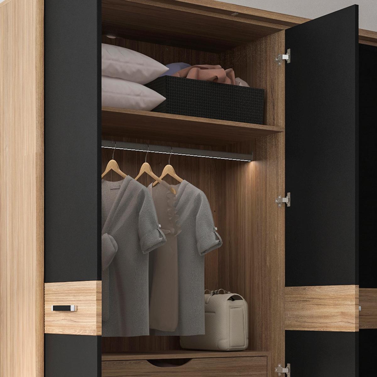 Jonas & James Orlando Four Door Wardrobe  - Stirling Oak / black – image 4