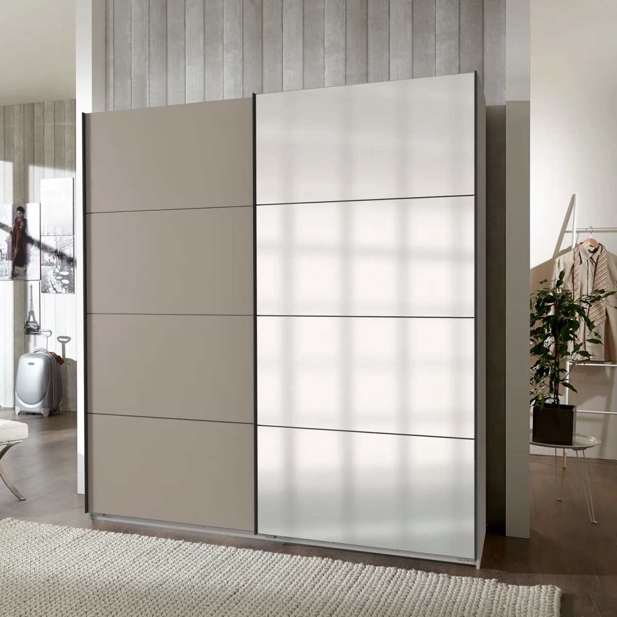 Ernie grey 225cm 2-door sliding wardrobe - Grey – image 4