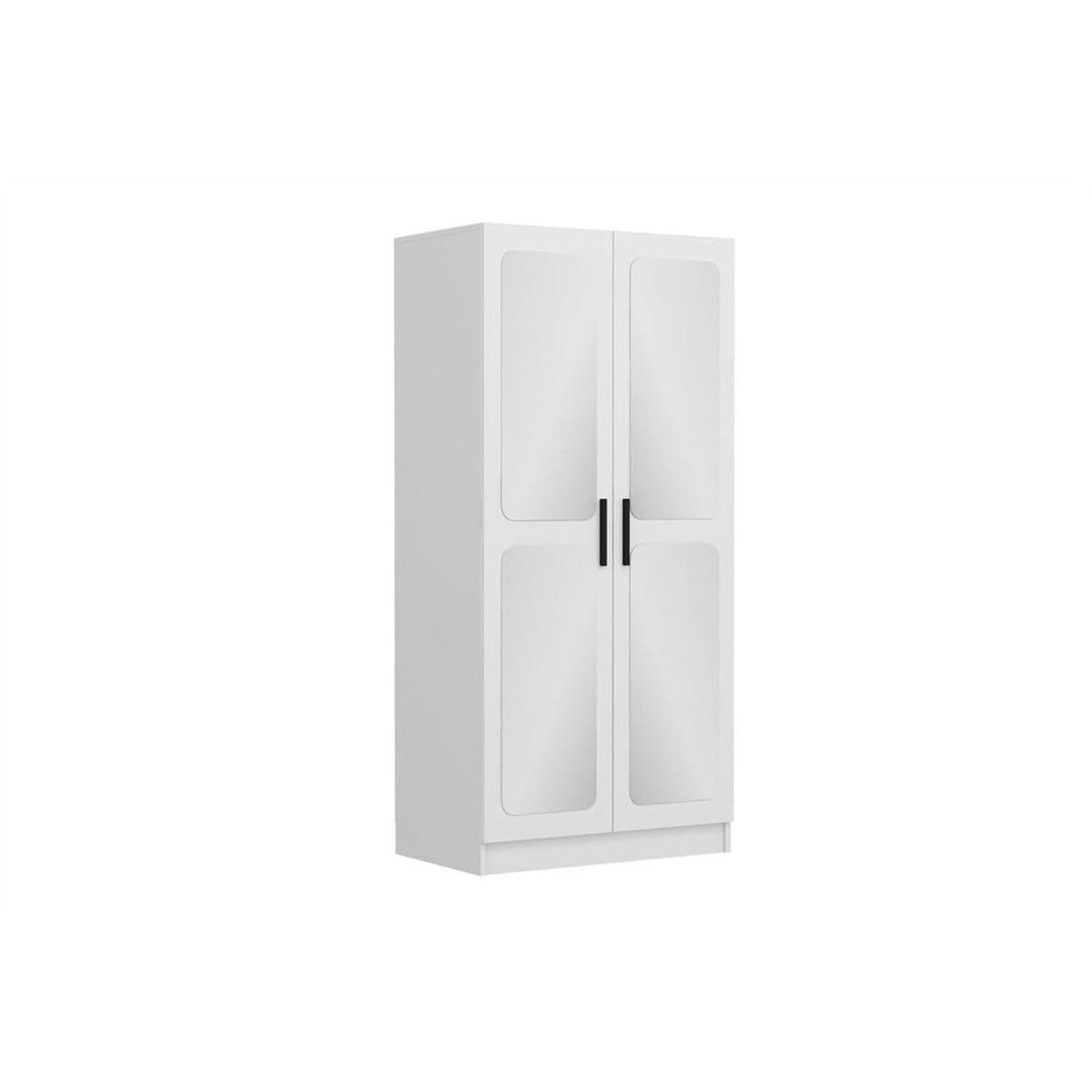 Kale 2 Doors Wardrobe with Mirror white - White – image 4