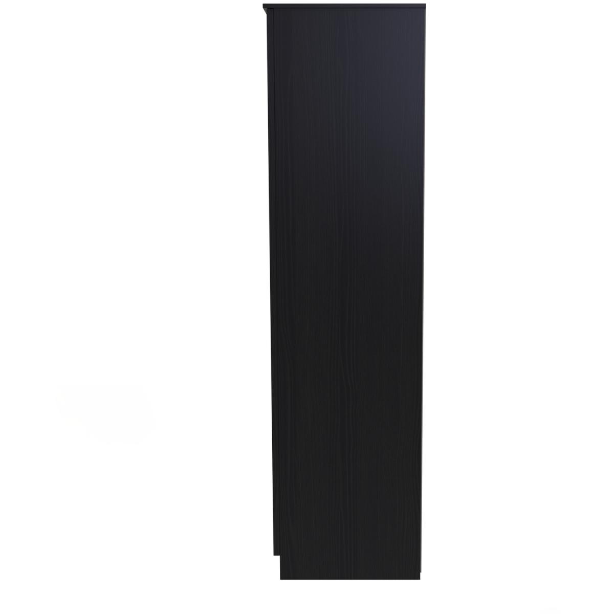 Rattan Ready Assembled Triple Mirrored Wardrobe - Rattan & Smooth Black – image 2