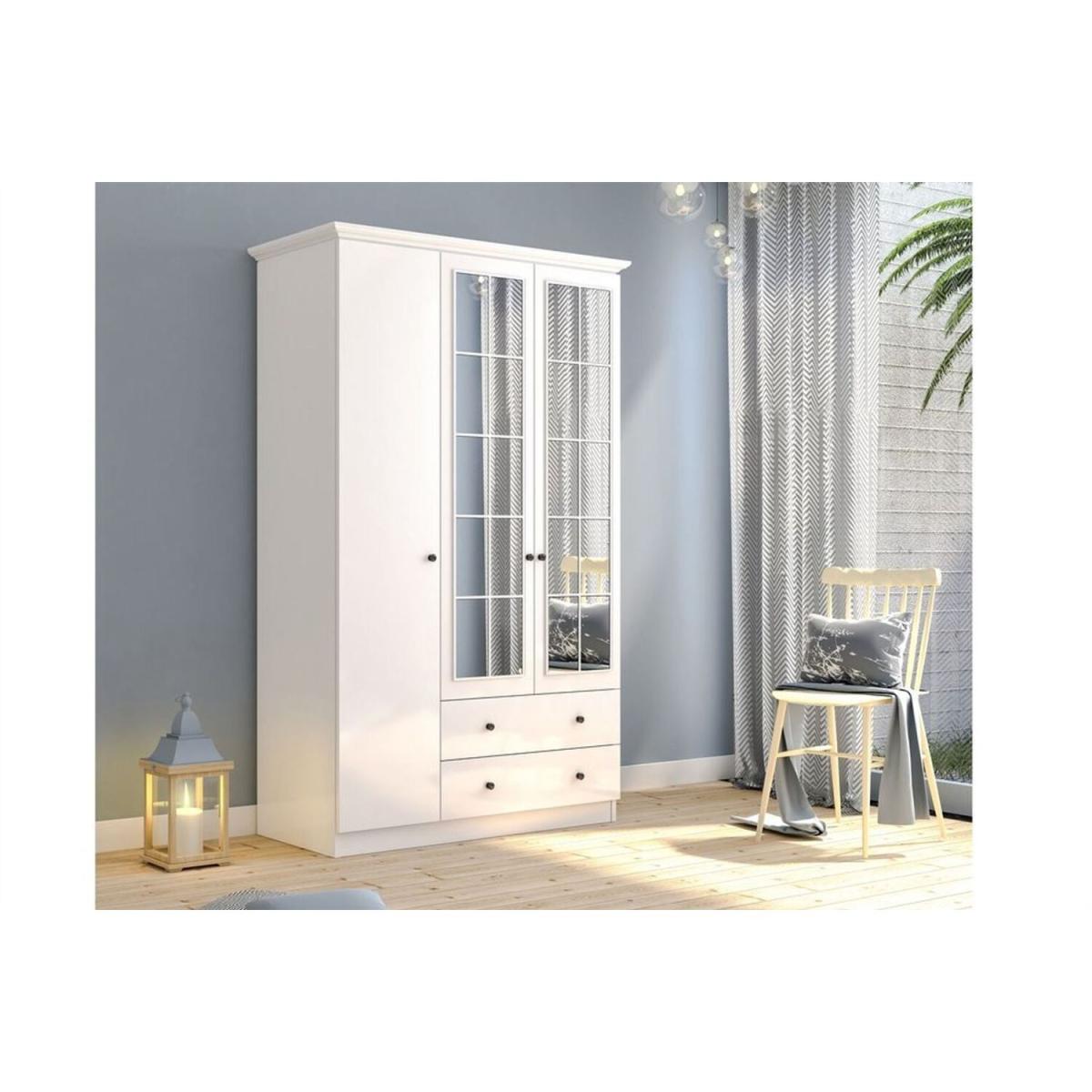 Patara 3 Doors and 2 Drawers Wardrobe white - White – image 2