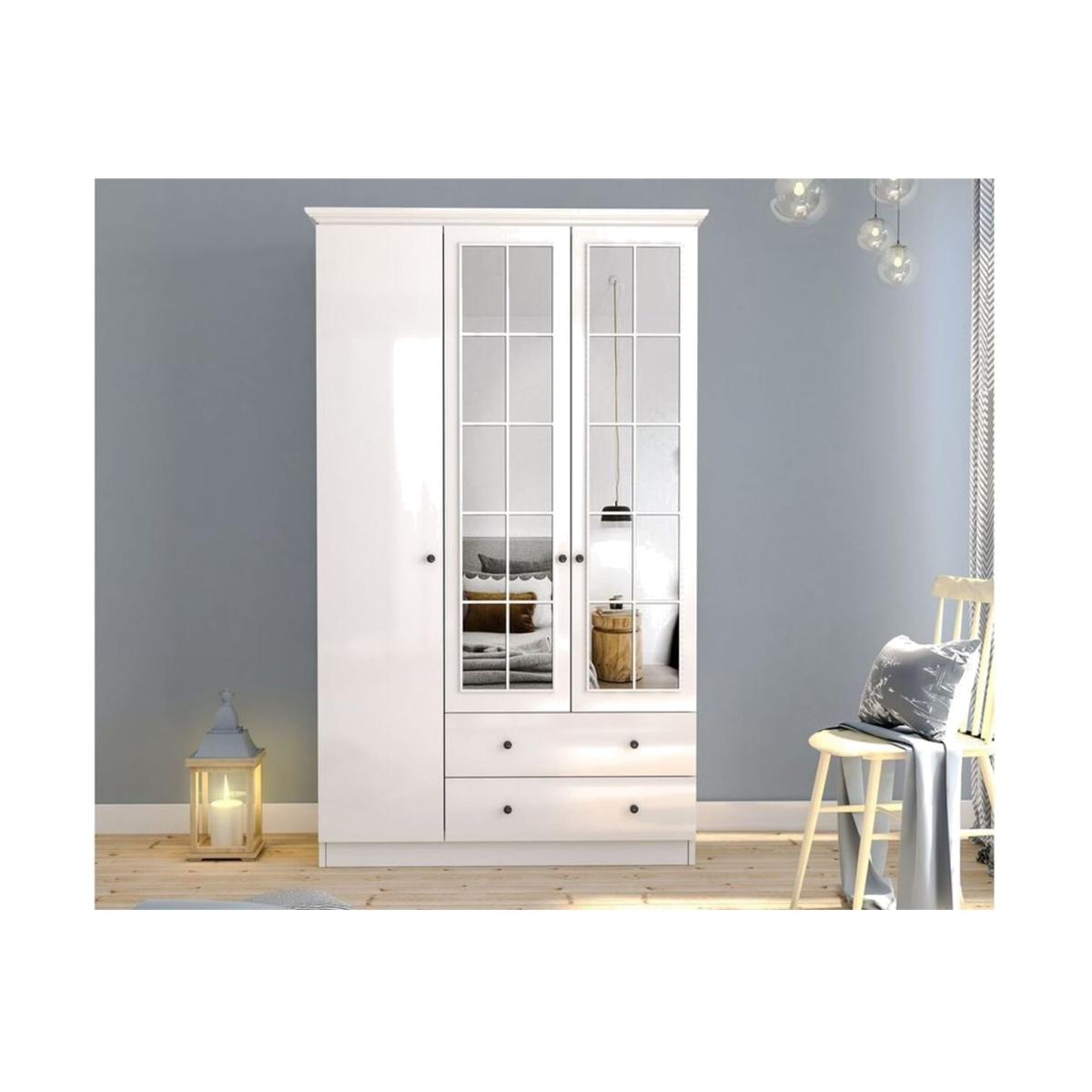 Patara 3 Doors and 2 Drawers Wardrobe white - White – image 1