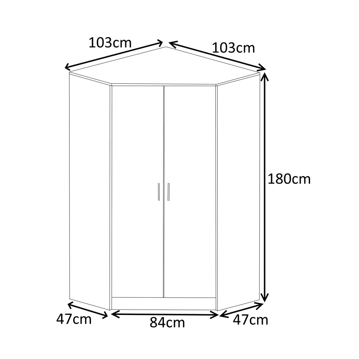 REFLECT Black Gloss Wardrobe Bundle - Corner + 2 Door - White Gloss / Matt White – image 12
