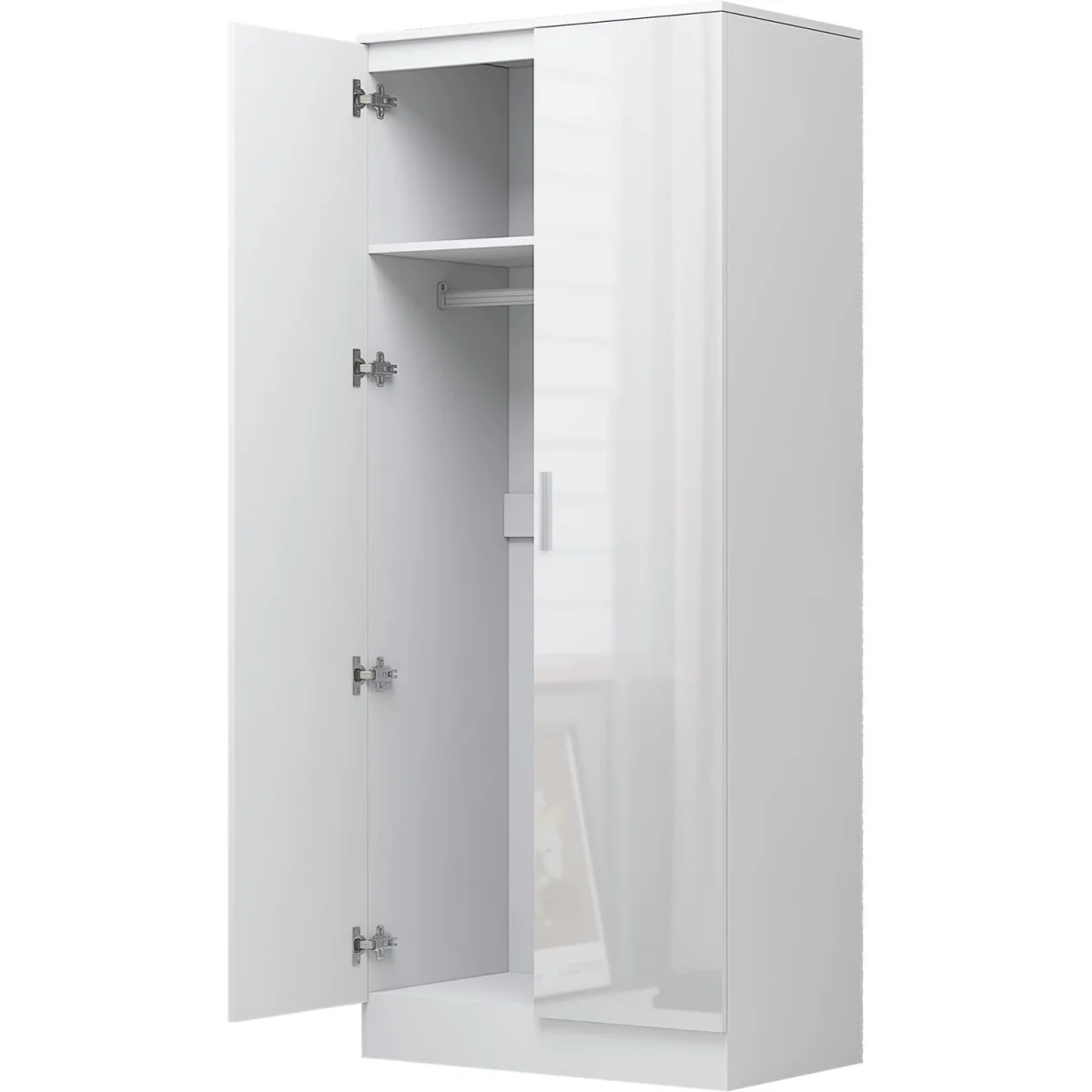 REFLECT Black Gloss Wardrobe Bundle - Corner + 2 Door - White Gloss / Matt White – image 4