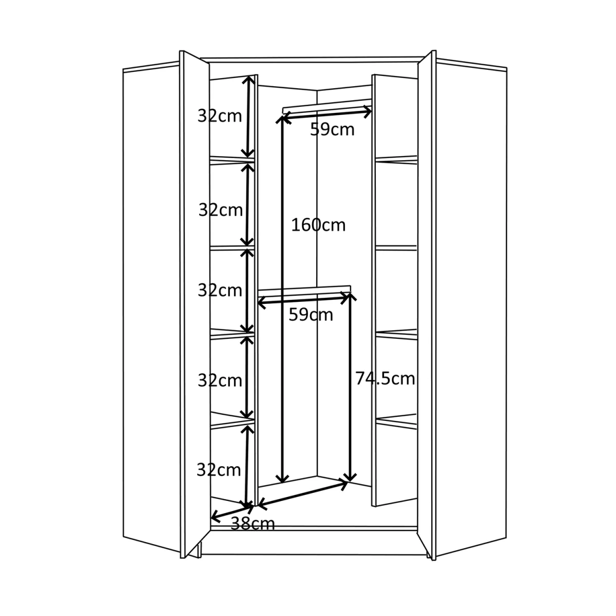 REFLECT Black Gloss Wardrobe Bundle - Corner + 2 Door - White Gloss / Matt White – image 9