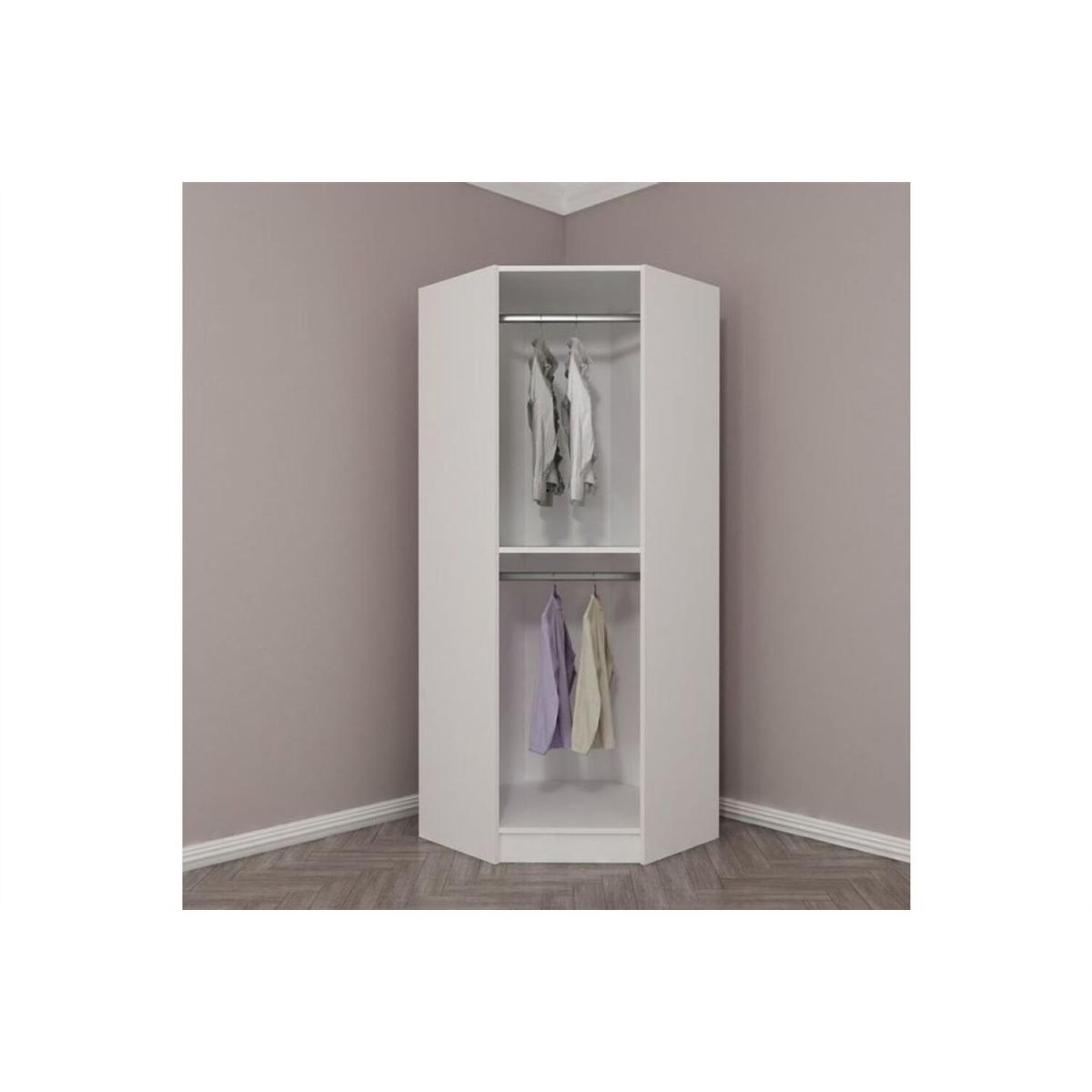 Kale Single Door Corner Wardrobe  Reclaimed white Look - White – image 2
