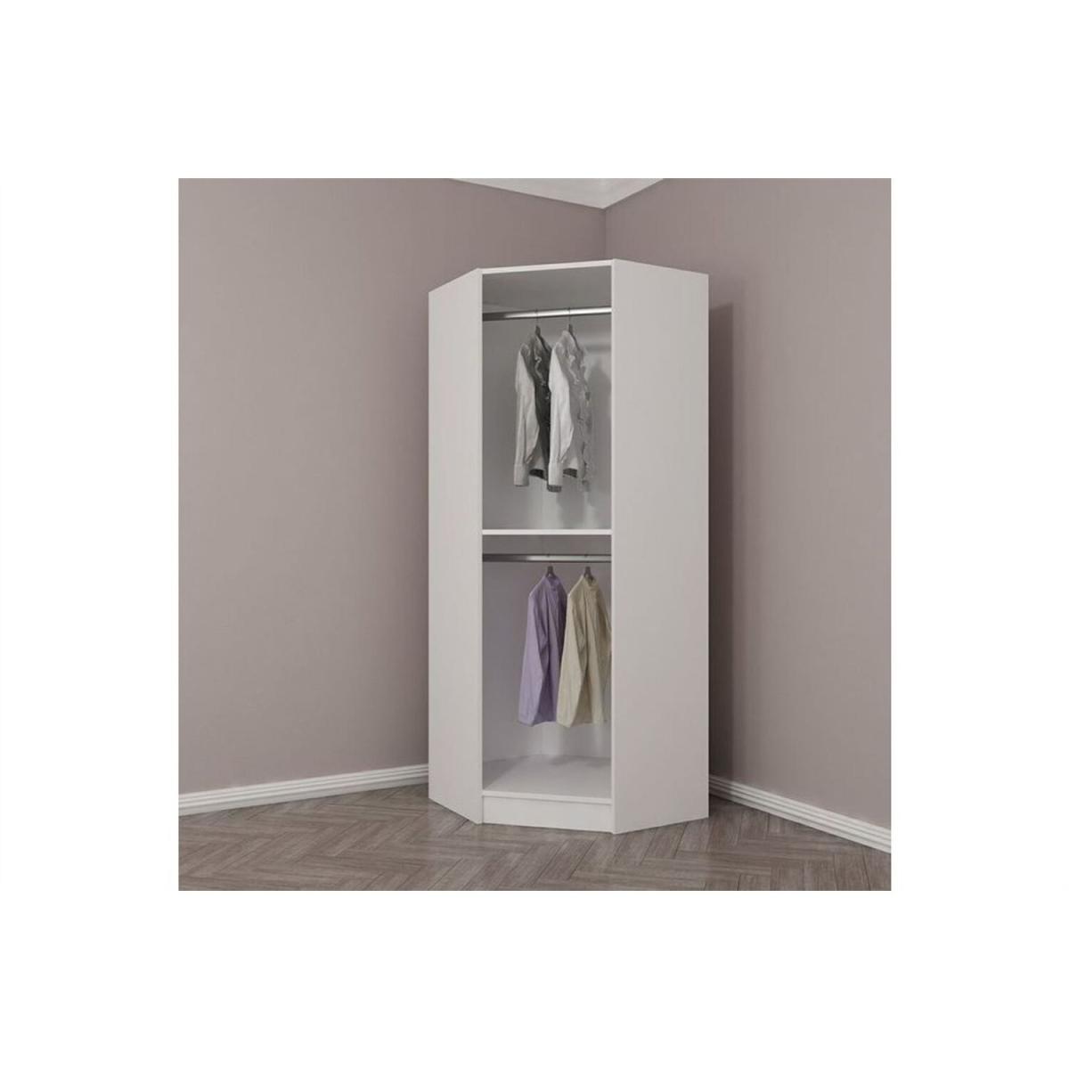 Kale Single Door Corner Wardrobe  Reclaimed white Look - White – image 3