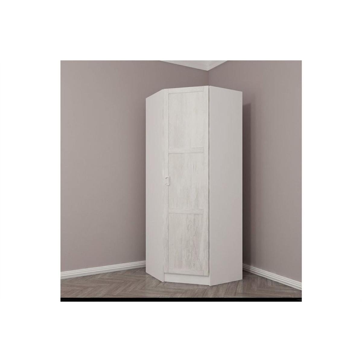 Kale Single Door Corner Wardrobe  Reclaimed white Look - White – image 4