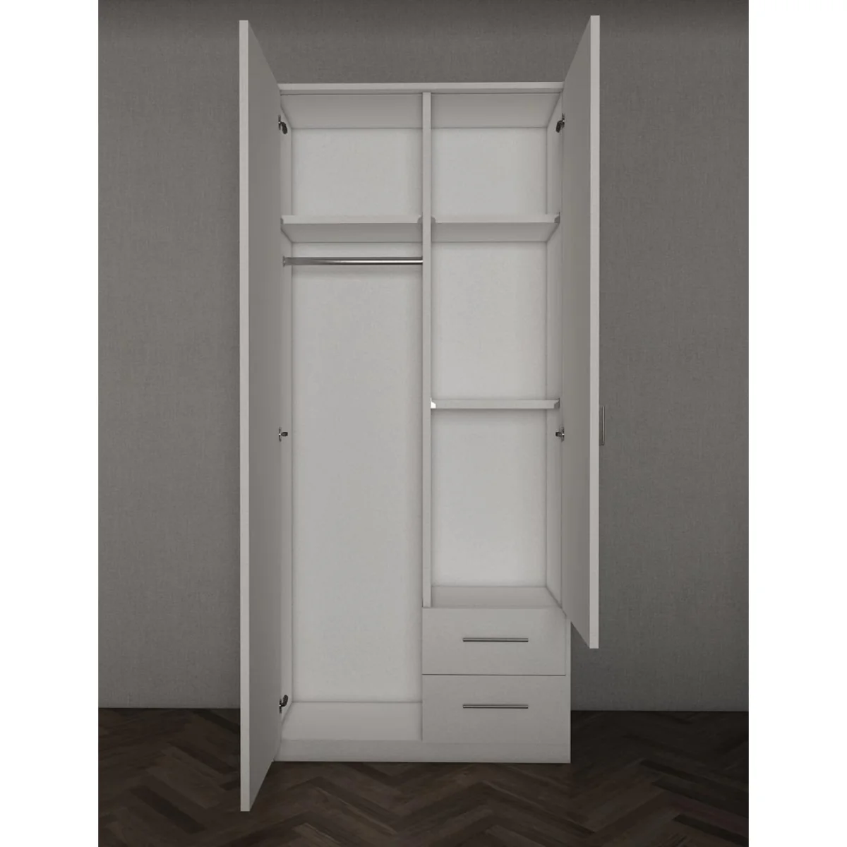 Swindon Medium Grey 2 Door 90cm Wardrobe with Mirror and 2 Drawers - Grey – image 4