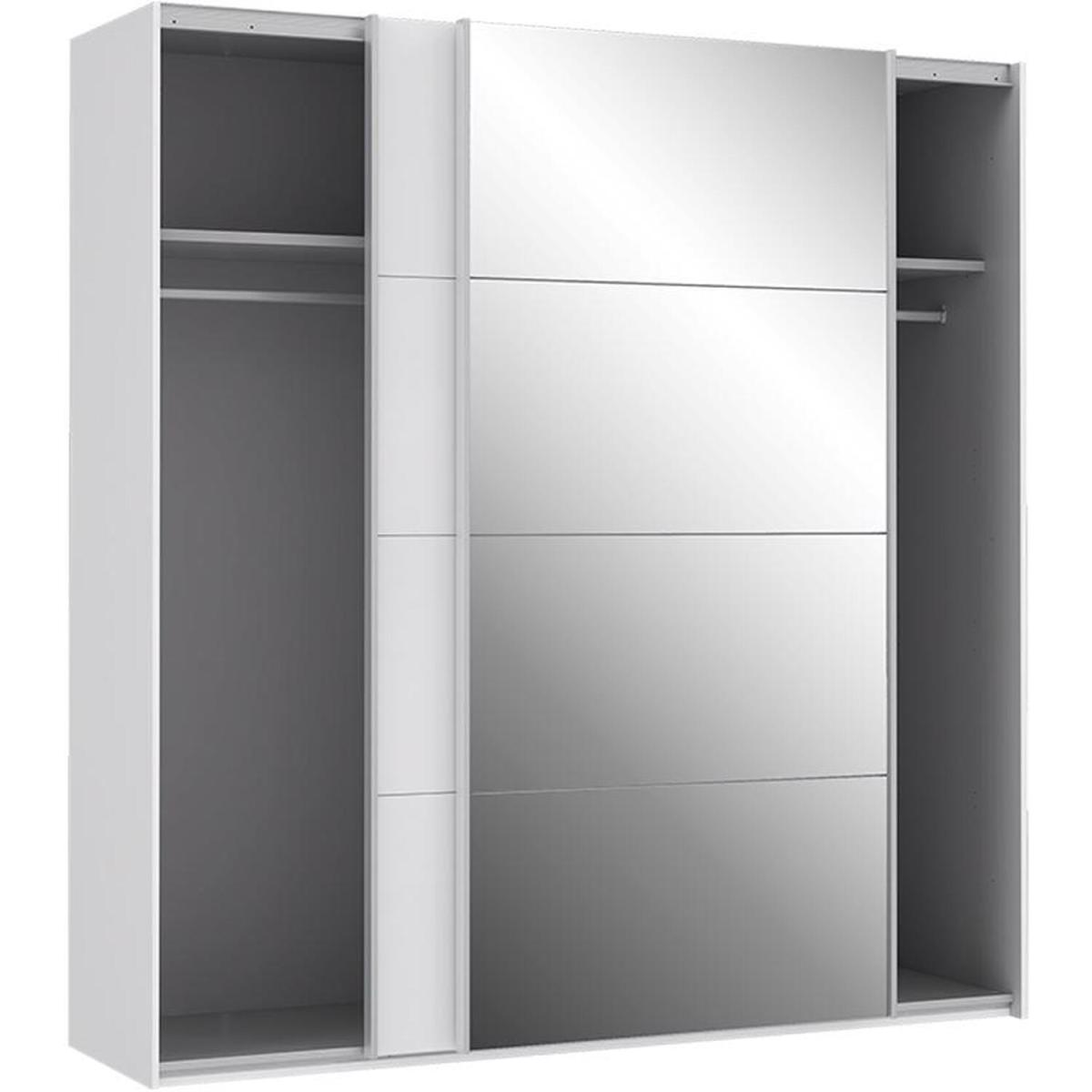 2 Door Mirrored Sliding Wardrobe With Passpartout Surround - White – image 2
