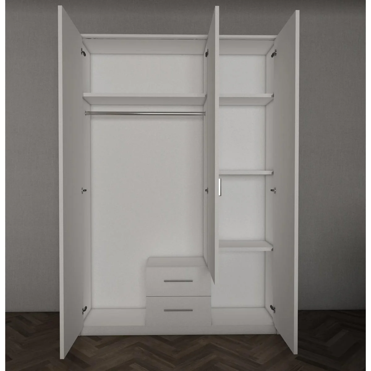 Swindon Dark Green 3 Door 135cm Wardrobe with Mirror and 2 Drawers - Green – image 5