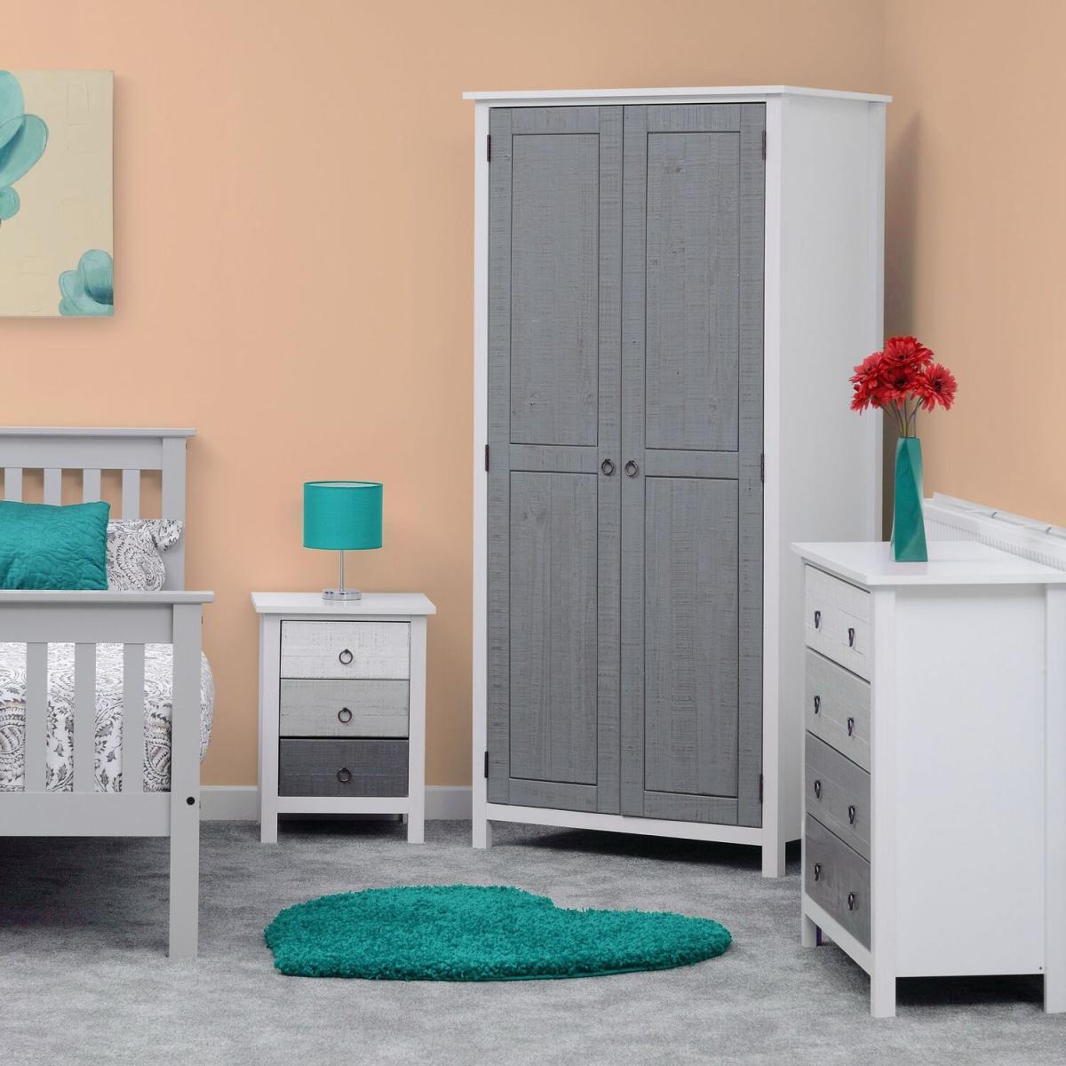 Vermont Wardrobe - 3 door Grey and White – image 6