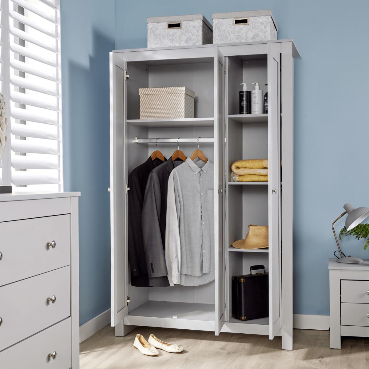 Nyon 3 Door Bedroom Wardrobe Storage Unit - Grey – image 2