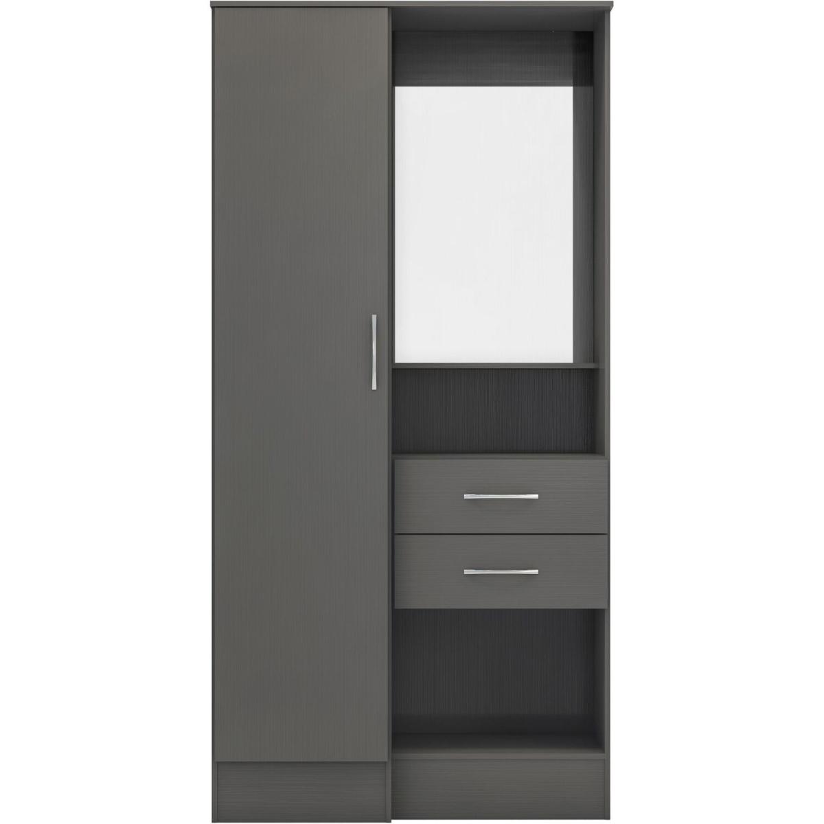 Nevada Vanity 1 Door Wardrobe -  Black Wood Grain / Black Wood Grain – image 4