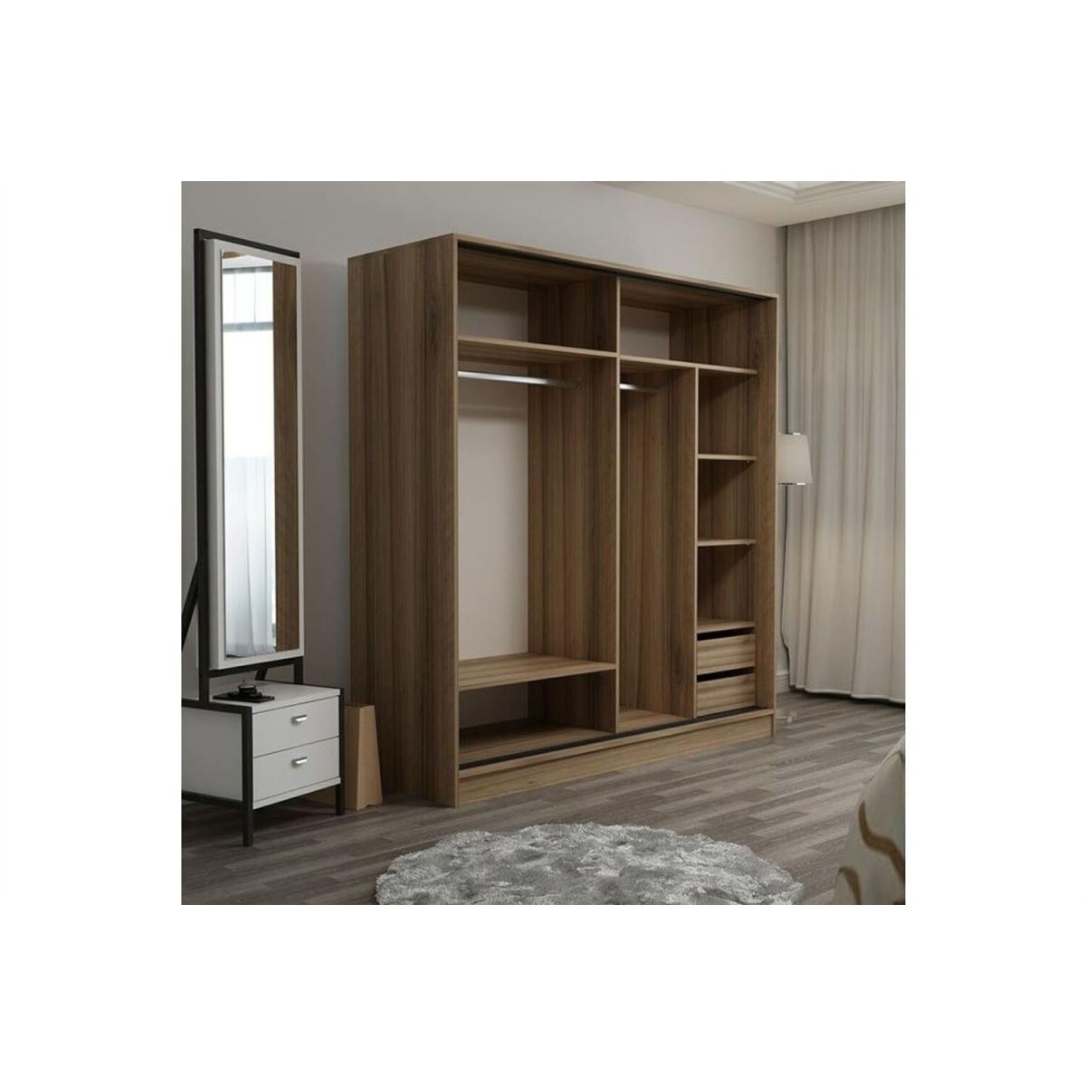 Kale Sliding Door Wardrobe 180 cm Walnut Frame - Anthracite & White / Finished in anthracIte, walnut and white colour – image 2