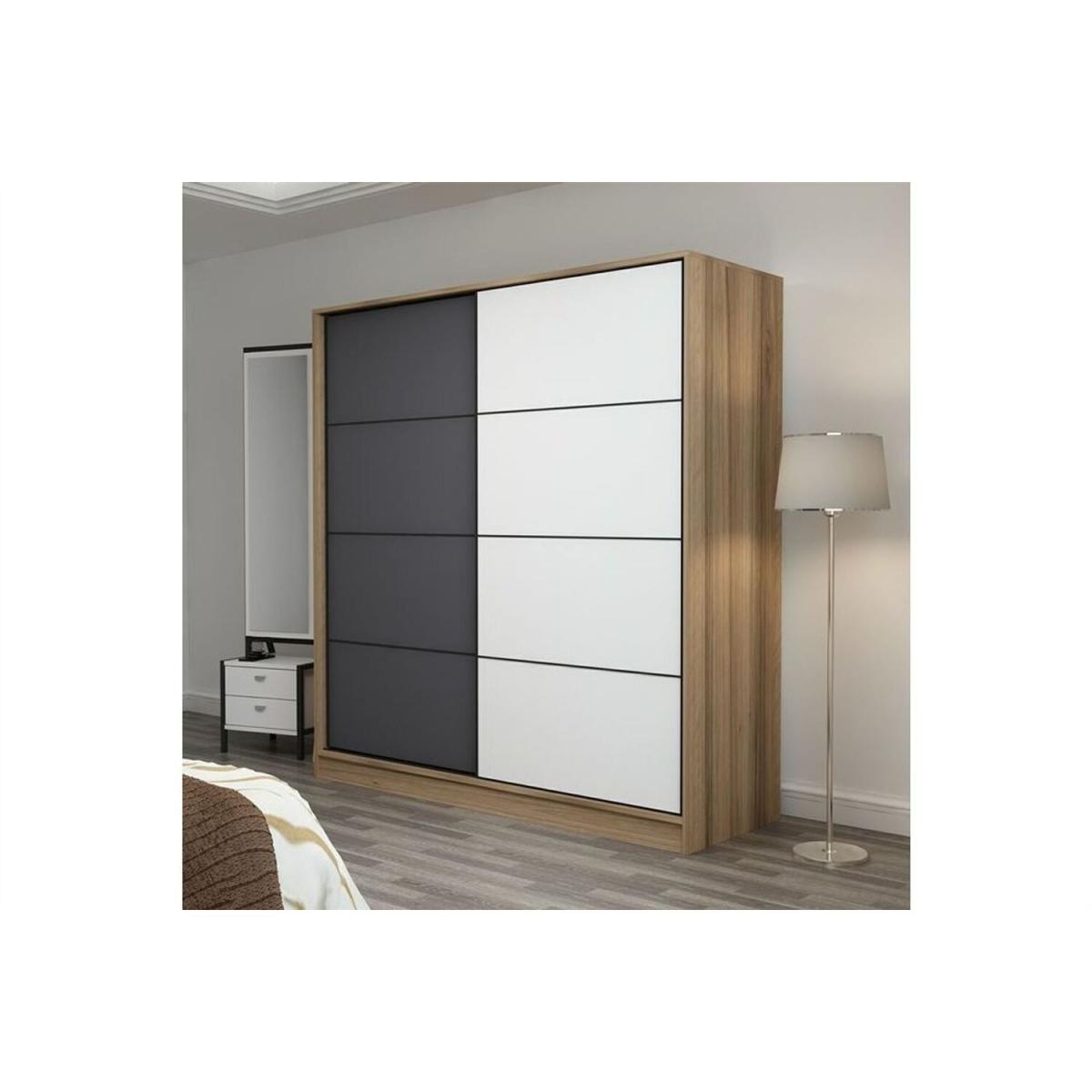 Kale Sliding Door Wardrobe 180 cm Walnut Frame - Anthracite & White / Finished in anthracIte, walnut and white colour – image 4