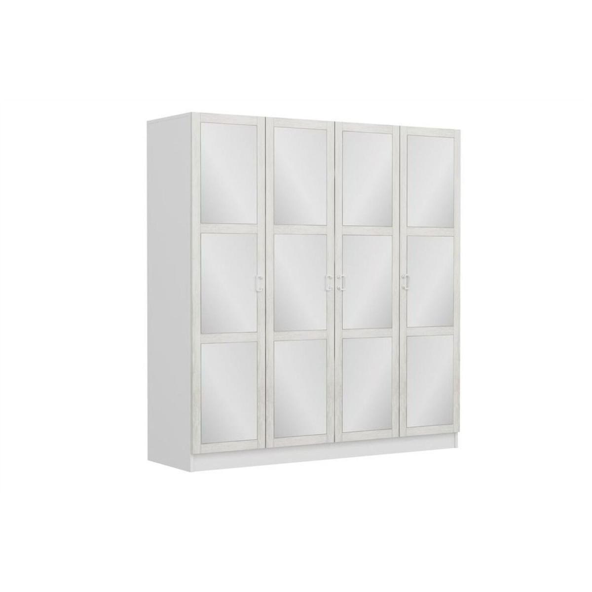 Kale Country 4 Doors Wardrobe white Frame with Mirror Doors - White – image 4