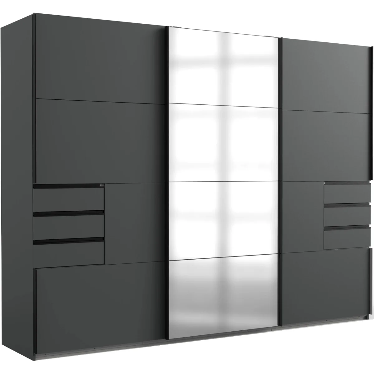 Saigon 3 Doors Graphite Sliding Doors Wardrobe with Mirrored - Grey – image 3