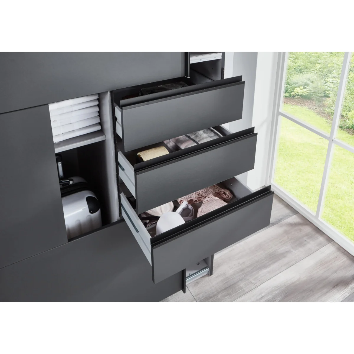 Saigon 3 Doors Graphite Sliding Doors Wardrobe with Mirrored - Grey – image 6
