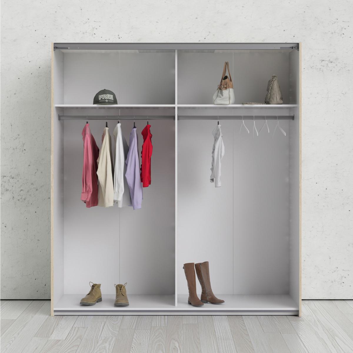 Valentino Sliding Wardrobe 180Cm with 2 Shelves - Oak – image 7