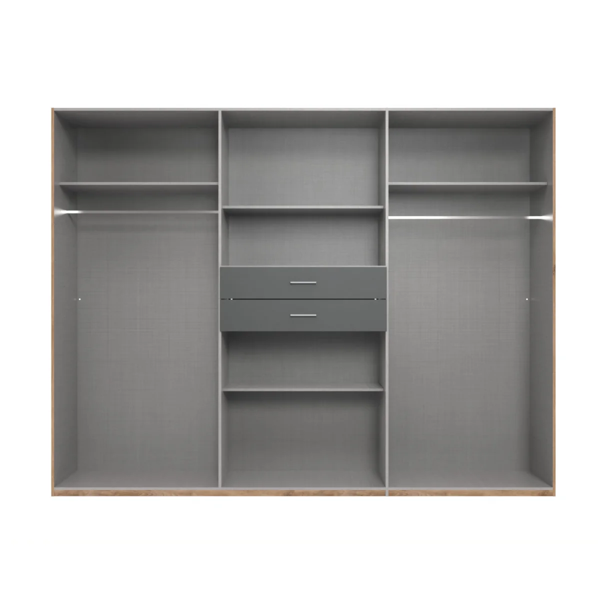 Diver Matt White and Oak 6 Door 270cm Wardrobe with Mirror - White – image 5