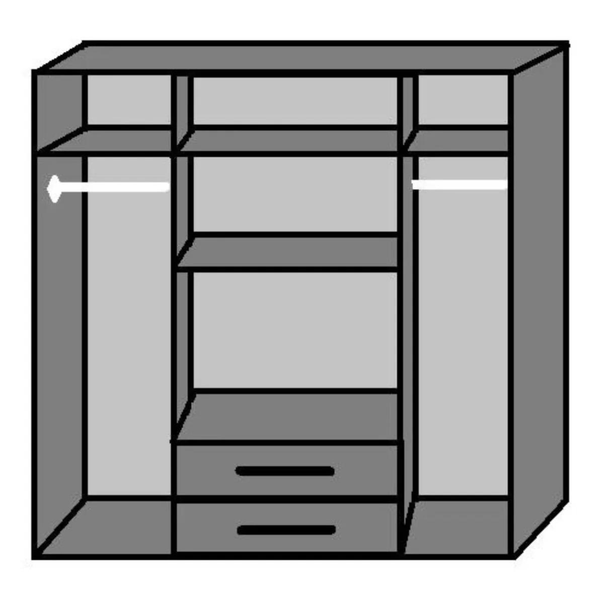 Trio 4 Door Mirrored Wardrobe in Gloss White with Drawers - White – image 3