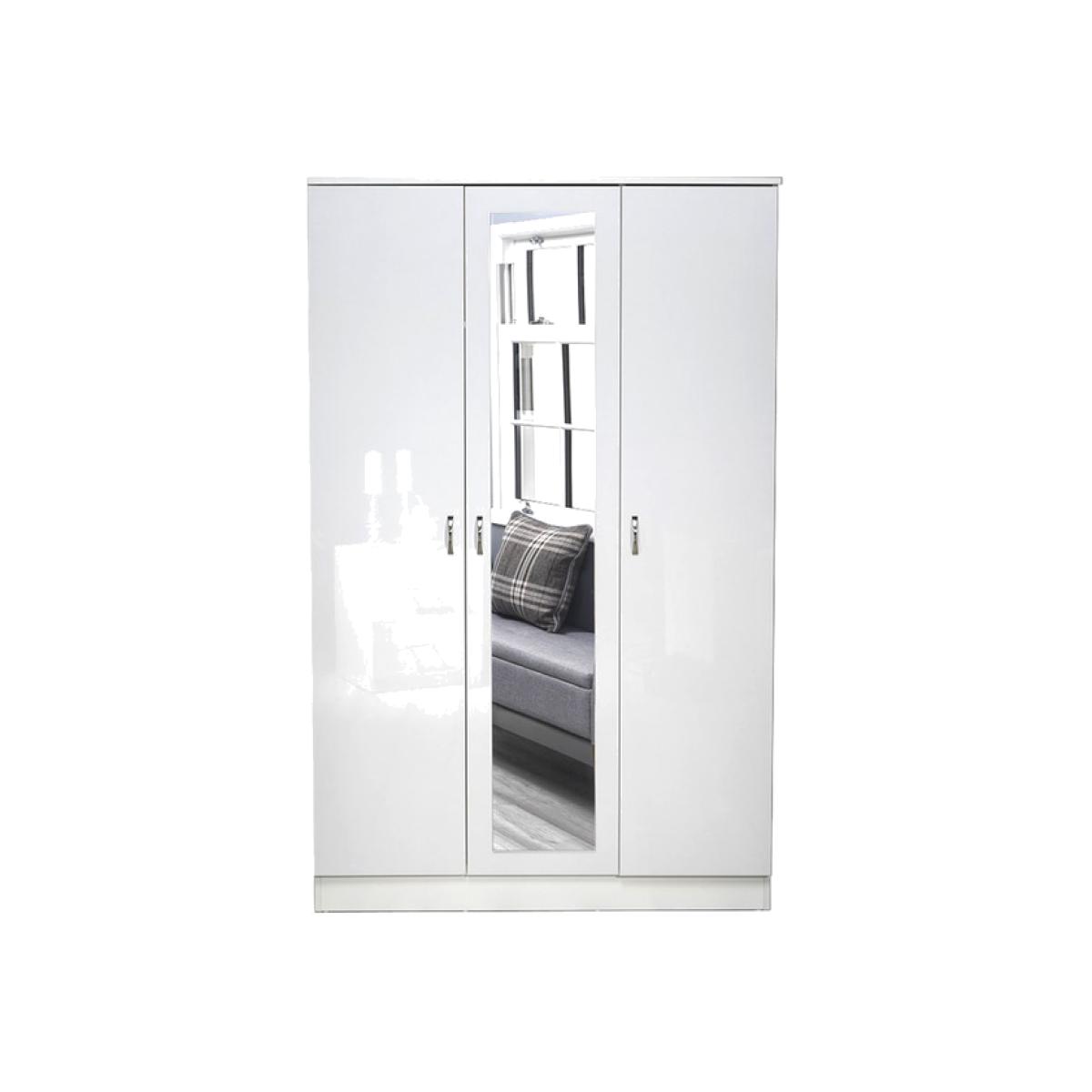 Chiswick 3 Door Mirrored Gloss Wardrobe - Gloss White