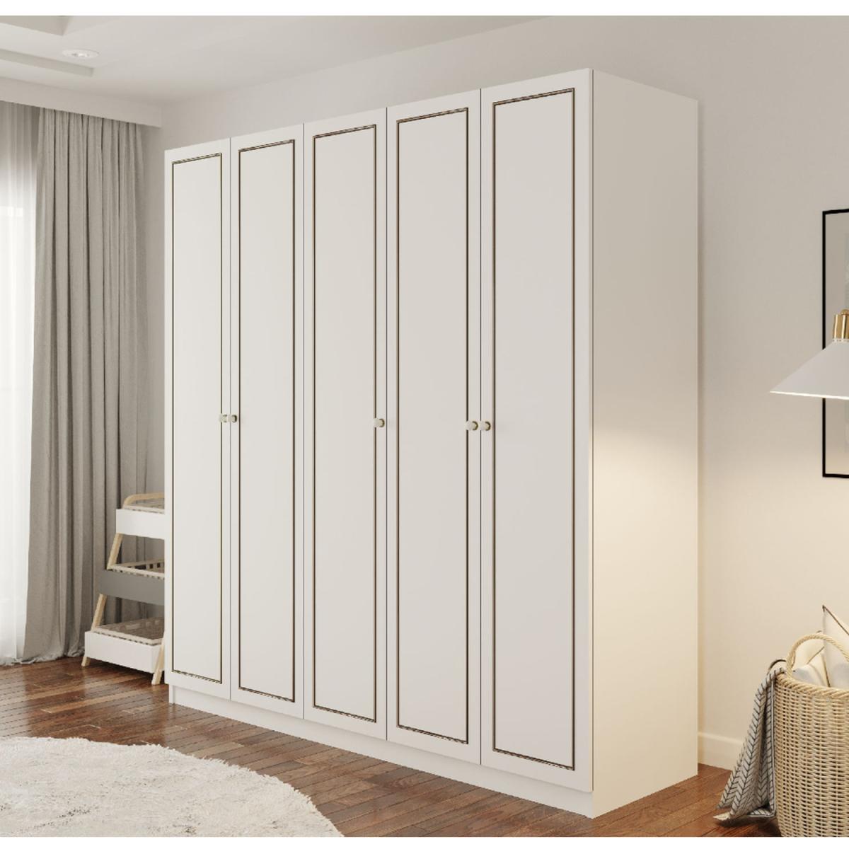 CLEMENT 5 Door Wardrobe - White – image 3