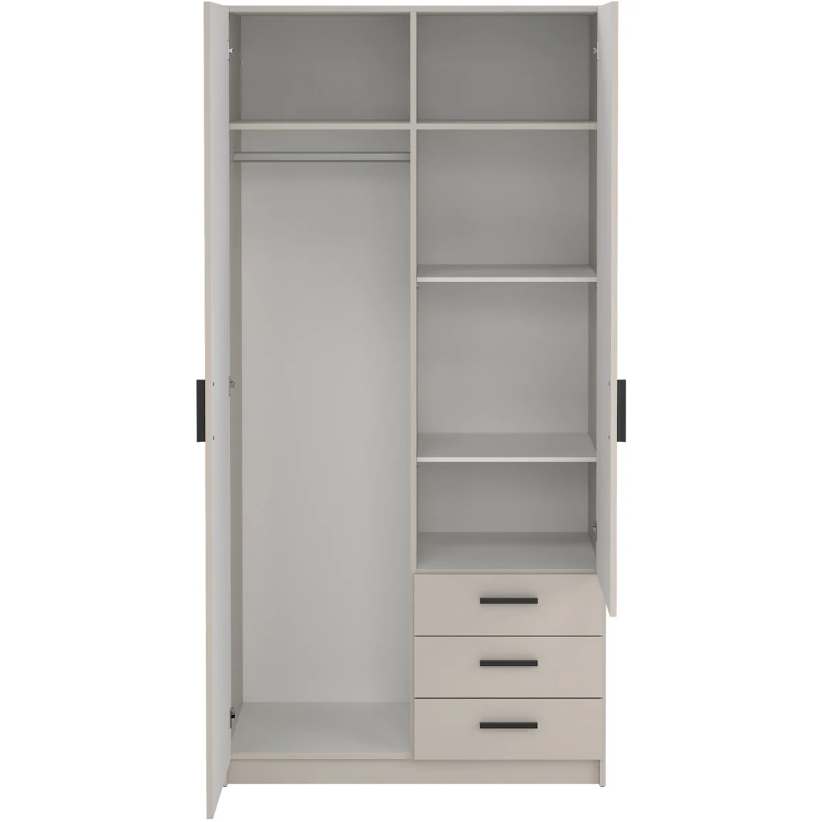 Sprint Wardrobe with 2 Doors + 3 Drawers in Cashmere - Cashmere – image 5