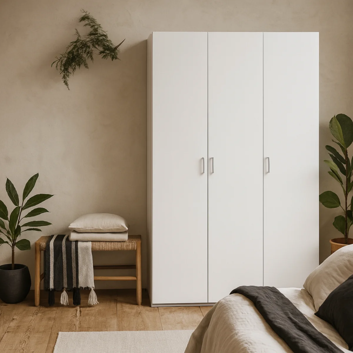 Wyld Haus Munich 3-Door White Wooden Wardrobe, Matt Finish - White – image 2