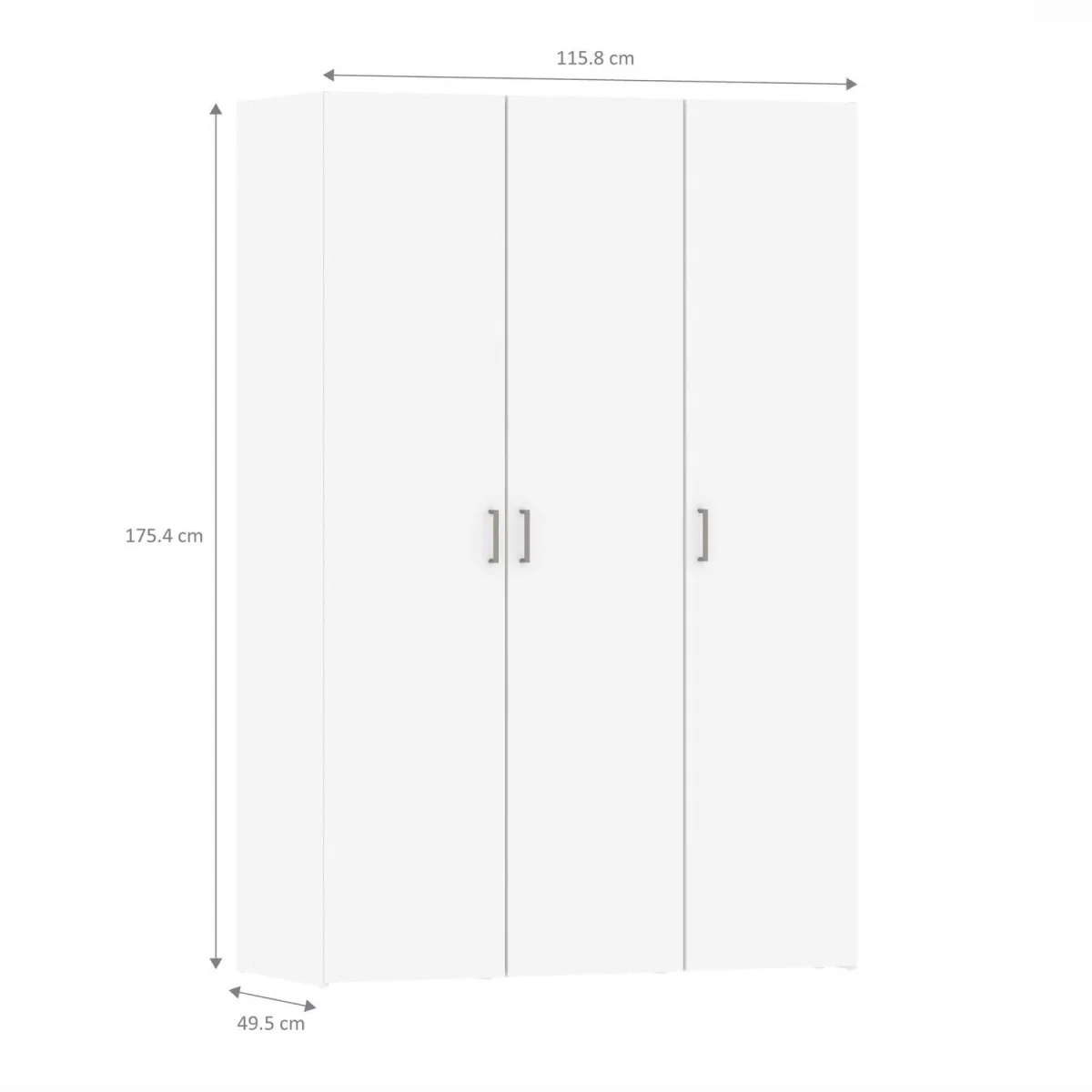 Wyld Haus Munich 3-Door White Wooden Wardrobe, Matt Finish - White – image 4