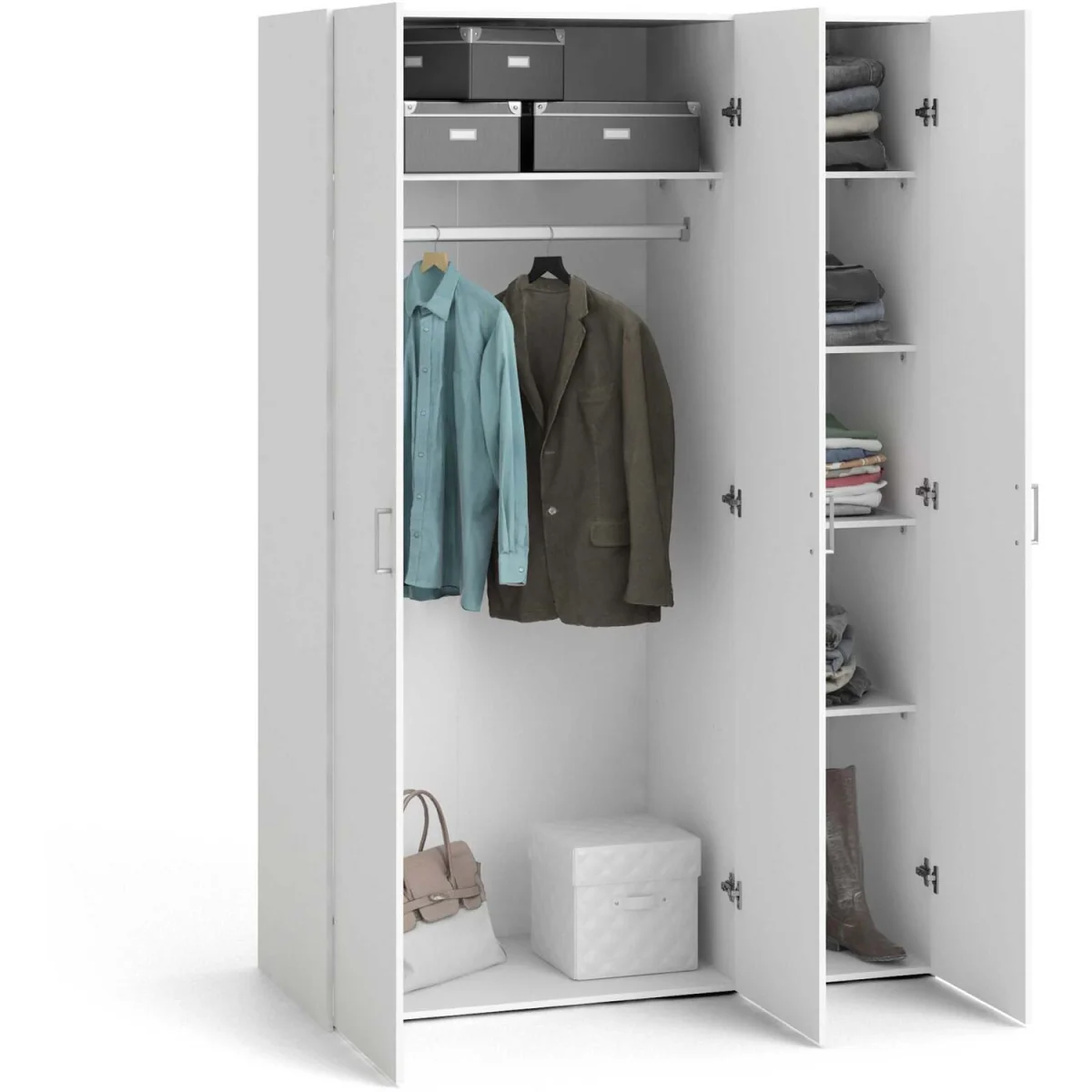 Wyld Haus Munich 3-Door White Wooden Wardrobe, Matt Finish - White – image 8