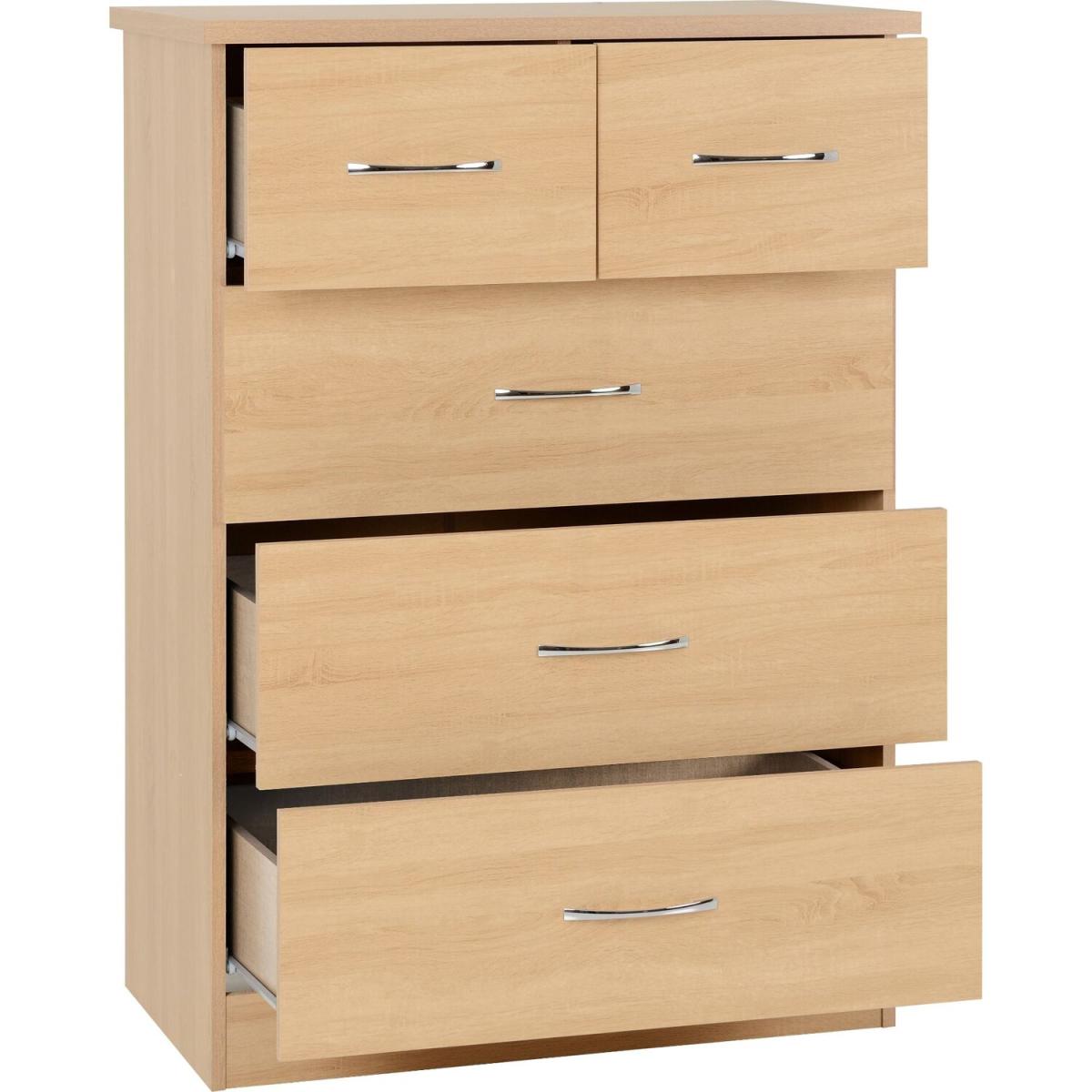 Nevada 4 Door 2 Drawer Mirrored Wardrobe Bedroom Set - Sonoma Oak – image 4