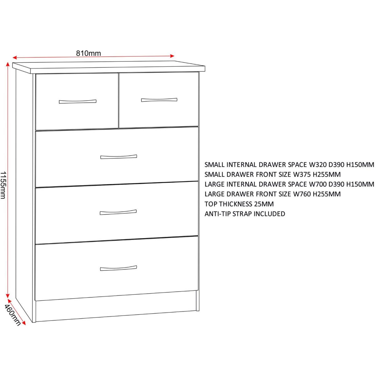 Nevada 4 Door 2 Drawer Mirrored Wardrobe Bedroom Set - Sonoma Oak – image 5