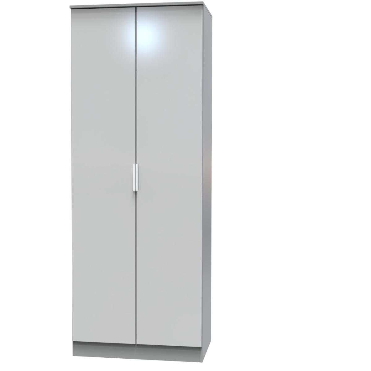 Plymouth Ready Assembled Tall Plain Wardrobe - Uniform Gloss & Dusk Grey – image 3